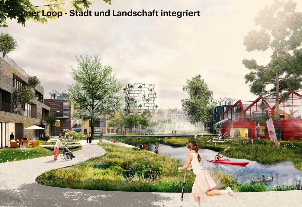 Visualisierung des Entwurfs für den neuen Hamburger Stadtteil Oberbillwerder