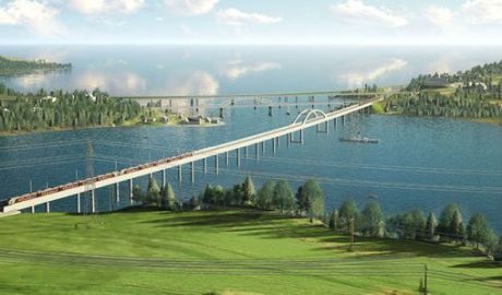 Illustration der längsten Eisenbahnbrücke Norwegens