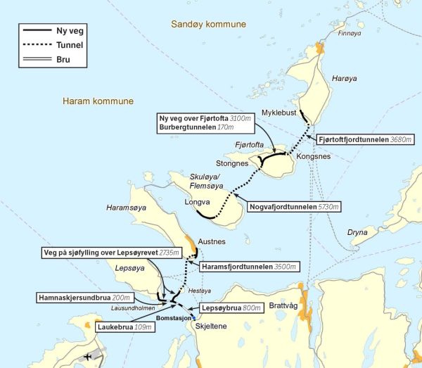 Illustration der Festlandverbindung Nordøyvegen