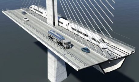 Visualisierung der neuen Storstrømbrücke im Schnitt