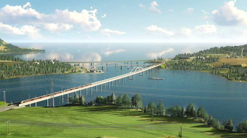 Illustration der Minnevika Eisenbahnbrücke