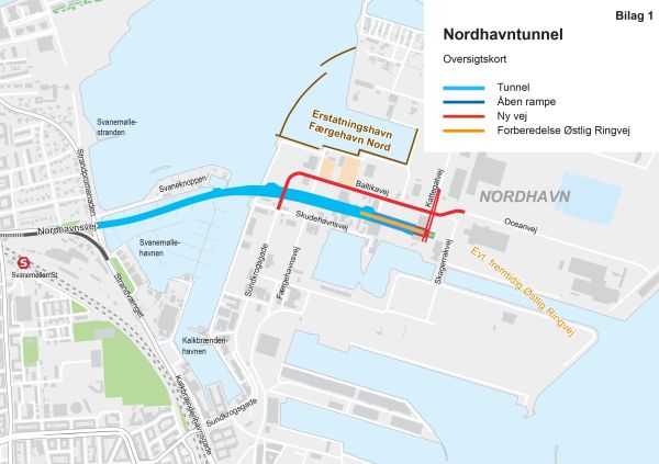 Karte des Nordhavntunnelprojekts
