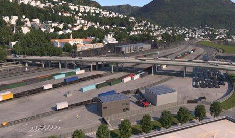 Illustration des Güterbahnhofs Nygårdstangen